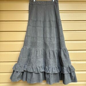 Anthropologie Rare Edme & Esyllte Prairie Maxi Skirt Grey 8 Cotton Corduroy